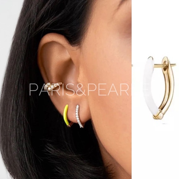 Neon Collection 14kt GP White Enamel Earrings - Picture 1 of 5